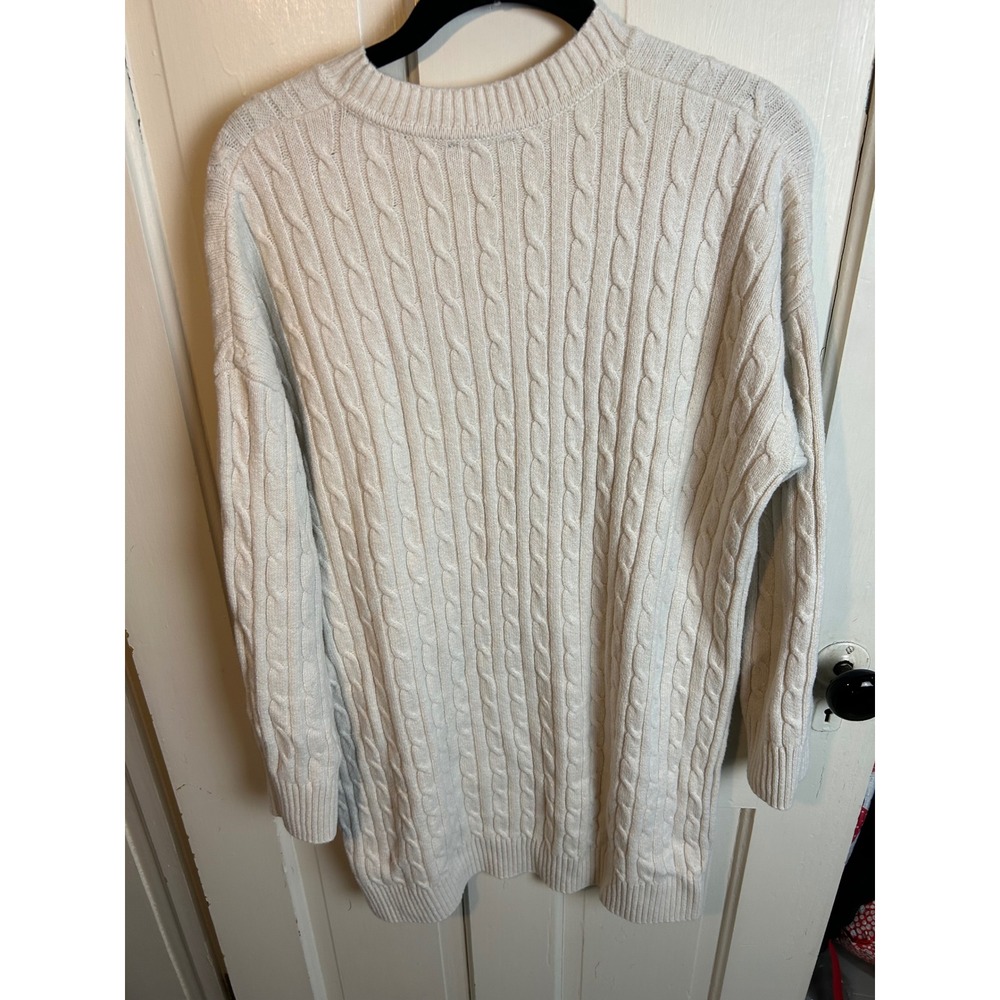 GAP CashSoft Cable‎ Knit Mini Sweater Dress Chino Cream White Medium 619406-00